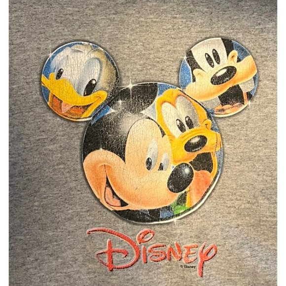 Vintage Mickey Mouse Donald Duck Pluto Goofy Grey Sweatshirt Mens M - Picture 5 of 9